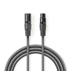 Cavo Audio XLR Bilanciato | Maschio a 3 Pin XLR - Femmina a 3 Pin XLR | 0,5 m | Grigio ND204 Nedis
