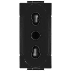 Presa bivalente 10A-250V 2P+T nero compatibile con serie Living International EL2140 