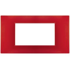 Placca 4 posti rosso corallo tecnopolimero compatibile Vimar Plana EL2340 