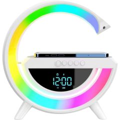 Lampada LED RGB Orologio/Radio FM/Bluetooth/AUX/scheda SD e ricarica wireless WB266 