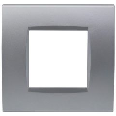 Placca 2 posti argento Soft Touch compatibile Living International EL2526 
