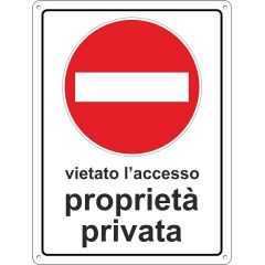 Cartello segnaletico vietato l'accesso proprietà privata 20x30cm WB2021 