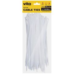 White Self-Locking Cable Ties4.8X250mm - 100 pieces EL2287 Vito