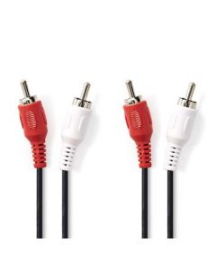 Stereo-Audiokabel | 2x RCA-Stecker - 2x RCA-Stecker | 5,0 m | schwarz ND160 Nedis
