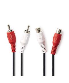 Cavo Audio Stereo 2x RCA maschio - 2x RCA femmina 10 m Nero ND2605 Nedis