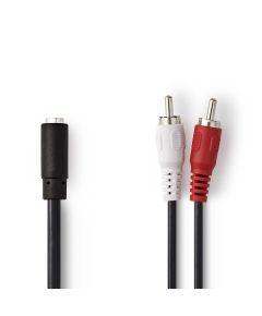 Stereo Audio Cable 2x RCA male - Female 3.5 mm 0.2 m Black ND1380 Nedis