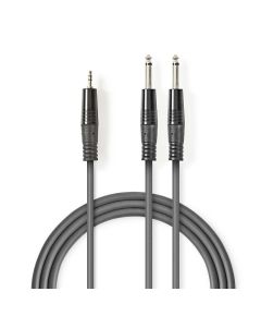 Stereo Audio Cable | 2x 6.35 mm male - 3.5 mm male | 5.0 m | Grey ND4890 Nedis