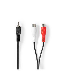 Cavo subwoofer RCA maschio - 2x RCA femmina 20cm Nero ND2565 Nedis