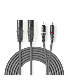 Cavo Audio XLR 2x Maschio a 3 Pin XLR - 2x Maschio RCA 1.5 m Grigio ND2292 Nedis