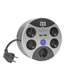 Power strip with surge protection, 5 schuko, 2 USB, 2RJ45 - Kopp EL2082 Kopp
