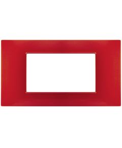 4-place cover plate in coral red technopolymer compatible with Vimar Plana EL2340 