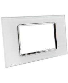 Placca in vetro bianco 3 posti compatibile Living International EL908 