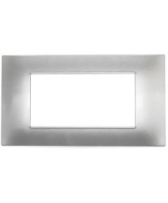 Vimar Plana compatible silver-colored 4-gang technopolymer plate EL007 