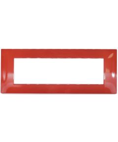 7-gang technopolymer plate in coral red color compatible with Vimar Plana EL1461 
