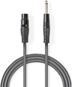 XLR-Monokabel XLR 3p (F) - 6,35 mm Stecker 10,0 m Dunkelgrau SX100 Nedis