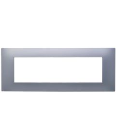 Placca 7 posti argento Soft Touch compatibile Vimar Plana EL3164 