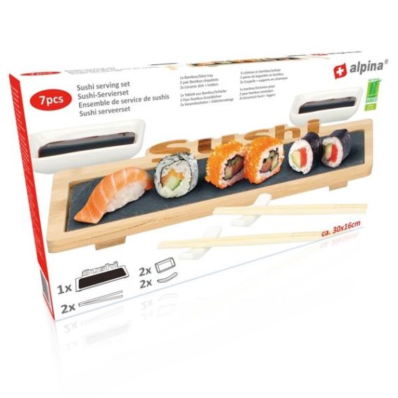 Set de sushi 7 pièces avec plateau Alpina 30x16cm ED5066 Alpina