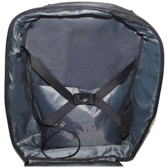 Sac à dos polyvalent rembourré avec combinaison USB noire MOB1020 