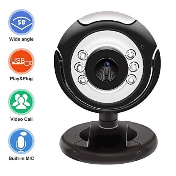 Webcam 2MP con microfono e LED USB 30FPS PC Plug&Play Smart Working Webinar A9128 