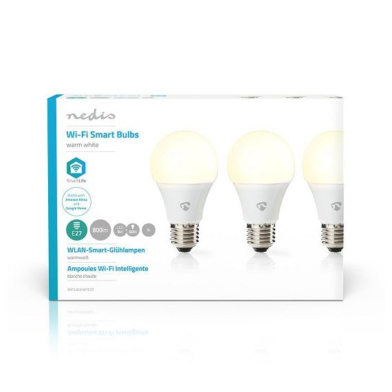 Lampadina LED Smart Wi-Fi Bianco caldo E27 confezione da 3 pezzi ND9050 Nedis