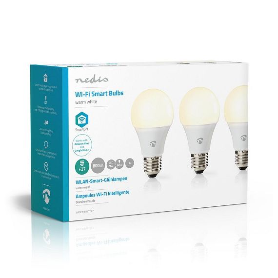 Lampadina LED Smart Wi-Fi Bianco caldo E27 confezione da 3 pezzi ND9050 Nedis