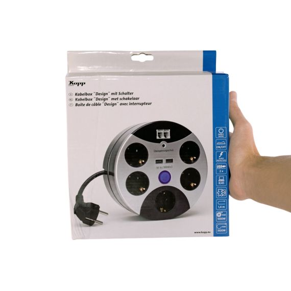 Multipresa con protezione da sovratensioni, 5 schuko, 2 USB, 2RJ45 - Kopp EL2082 Kopp