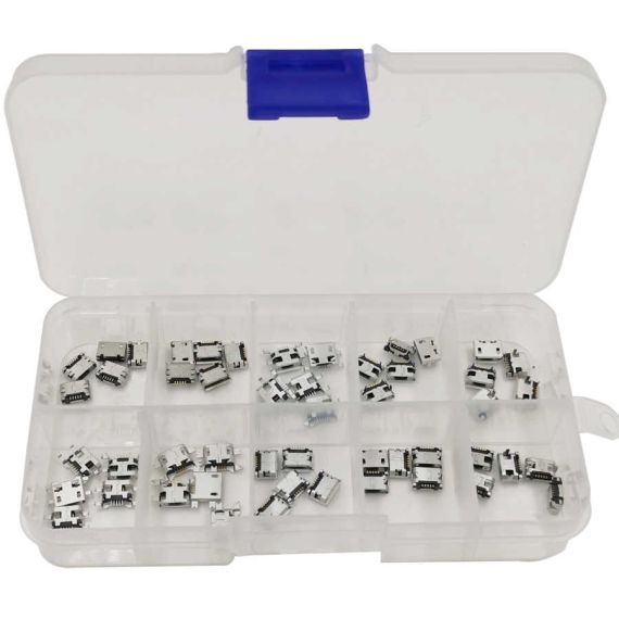 Kit 50pz connettore microUSB  per MP3/4/5 Lenovo ZTE Huawei Samsung SONY Xiaomi HTC WB404 