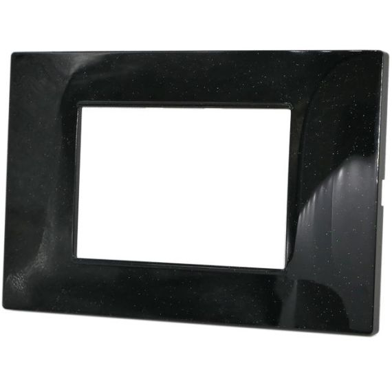 Placca 3 posti 3P nero/glitter tecnopolimero compatibile Vimar Plana EL2402 