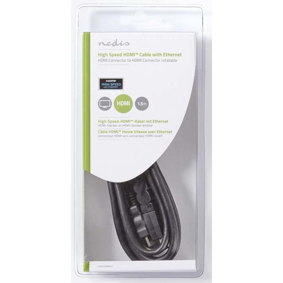 Cavo HDMI™ maschio ad alta velocità con Ethernet Connettore HDMI girevole 1,5m nero WB1680 Nedis