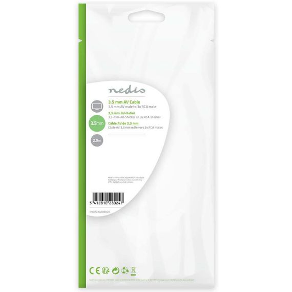 Cavo audio video 3,5mm maschio-3x RCA maschio 2m ND8107 Nedis