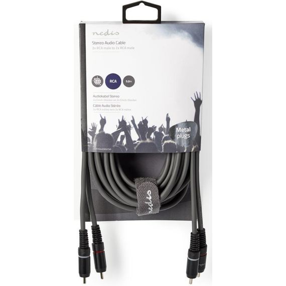Nedis 5m nickel-plated stereo audio cable 2x male RCA ND1468 Nedis