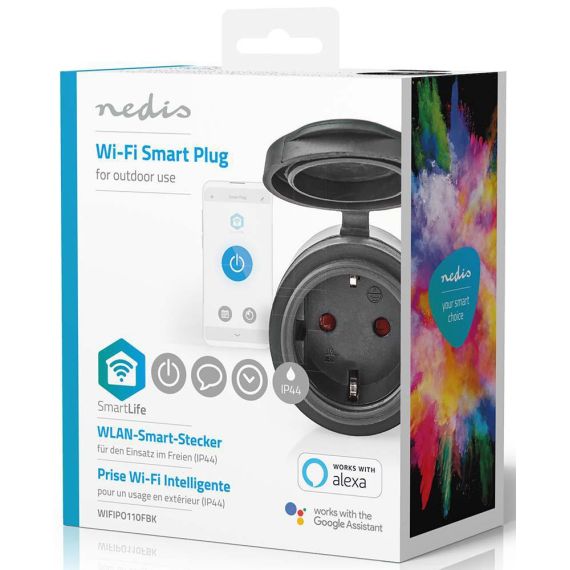 Presa Schuko Wi-Fi 10A 2500W massimo IP44 nera Nedis ND5533 Nedis