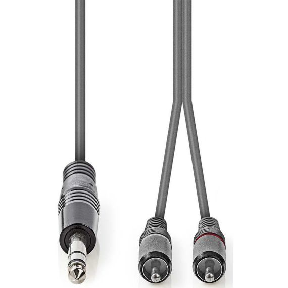 Audio cable stereo audio jack 6.35mm / 2 RCA 1.5m gray ND6575 Nedis