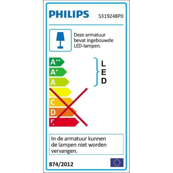 Dimmable wall lamp 2200k-2700k 2x4.5W 1000lm Philips P1022 Philips