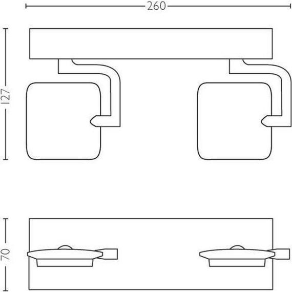 Dimmable wall lamp 2200k-2700k 2x4.5W 1000lm Philips P1022 Philips