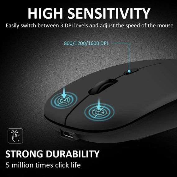 Black wireless mouse with built-in rechargeable battery WB2375 