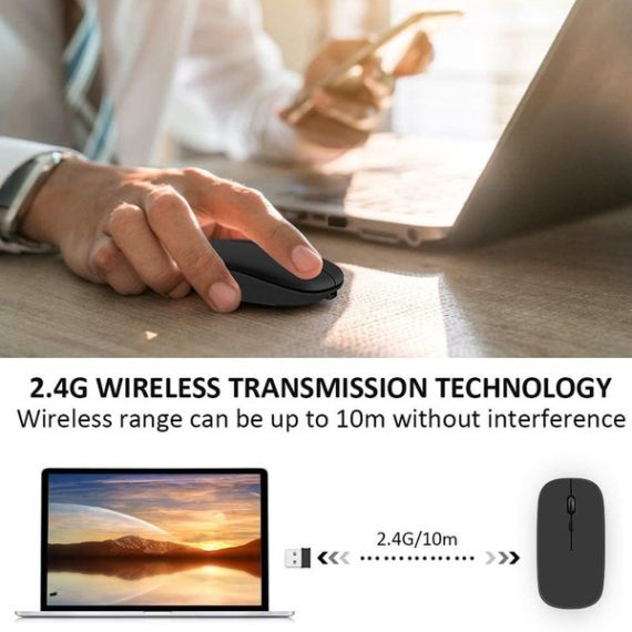 Black wireless mouse with built-in rechargeable battery WB2375 