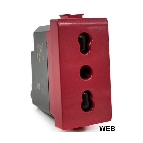 Presa bivalente 10-16A per segnalazione linea dedicata/emergenza rossa compatibile Living International EL1019 