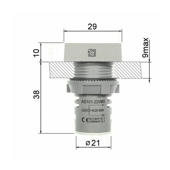 Voltmetro quadrato digitale da pannello - rosso EL407 FATO
