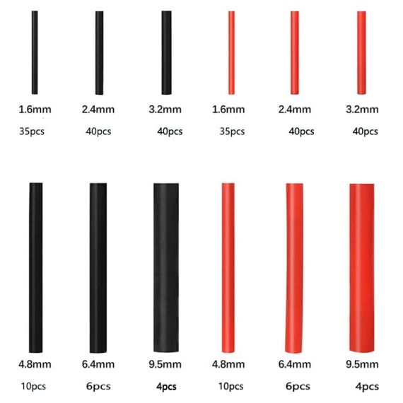Heat shrink tubing kit 270 pieces various sizes WB1695 