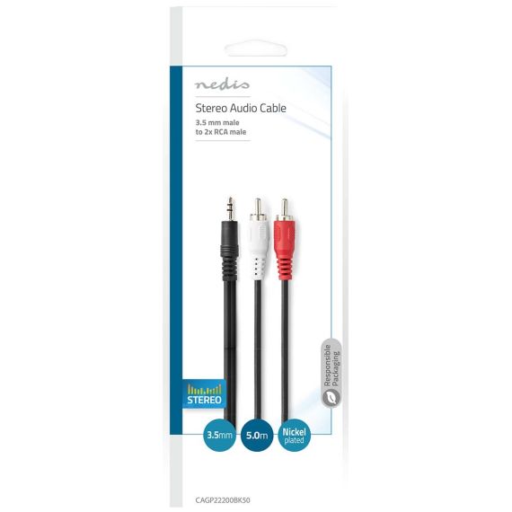 Cavo Audio Stereo Maschio da 3,5mm-2x RCA maschio 5m ND4606 Nedis
