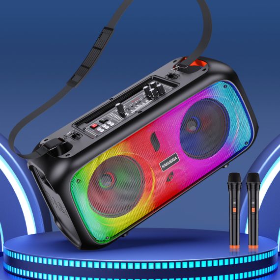 Cassa acustica portatile con tracolla 2x6.5" 30W Luce LED Bluetooth/Radio/USB KSC-1001 Kakusiga