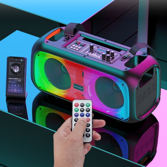 Cassa acustica portatile con tracolla 2x6.5" 30W Luce LED Bluetooth/Radio/USB KSC-1001 Kakusiga