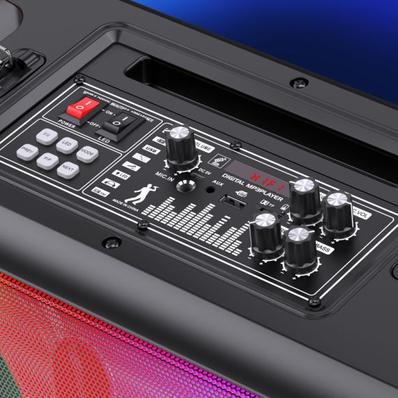 Cassa acustica portatile con tracolla 2x6.5" 30W Luce LED Bluetooth/Radio/USB KSC-1001 Kakusiga