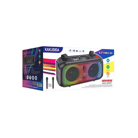 Cassa acustica portatile con tracolla 2x6.5" 30W Luce LED Bluetooth/Radio/USB KSC-1001 Kakusiga