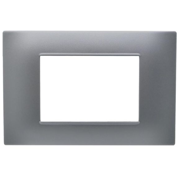 Placca 3 posti argento Soft Touch compatibile Vimar Plana EL2455 