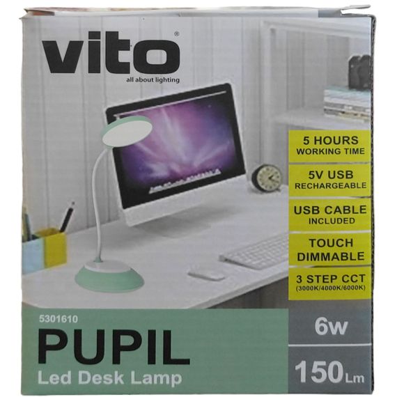 Rechargeable 6W 150Lm dimmable LED touch table lamp EL211 Vito