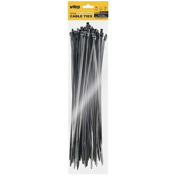 Black self-locking cable ties 7.0X350mm - 100 pieces EL2384 Vito