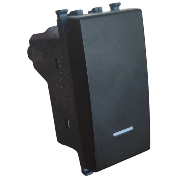 Interruttore unipolare nero con spia compatibile Vimar Arké EL264 