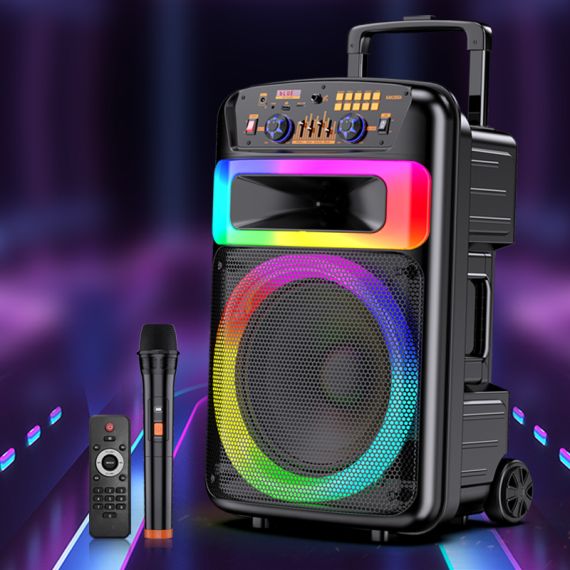 Portable Rechargeable Trolley Speaker 12" 40W LED Light Bluetooth TWS/SD/USB KK-12101 Kakusiga